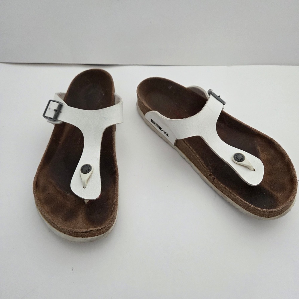 Birkenstock Gizeh White Birko-Flor Thong Sandals Women 41‎ Cork Footbed
